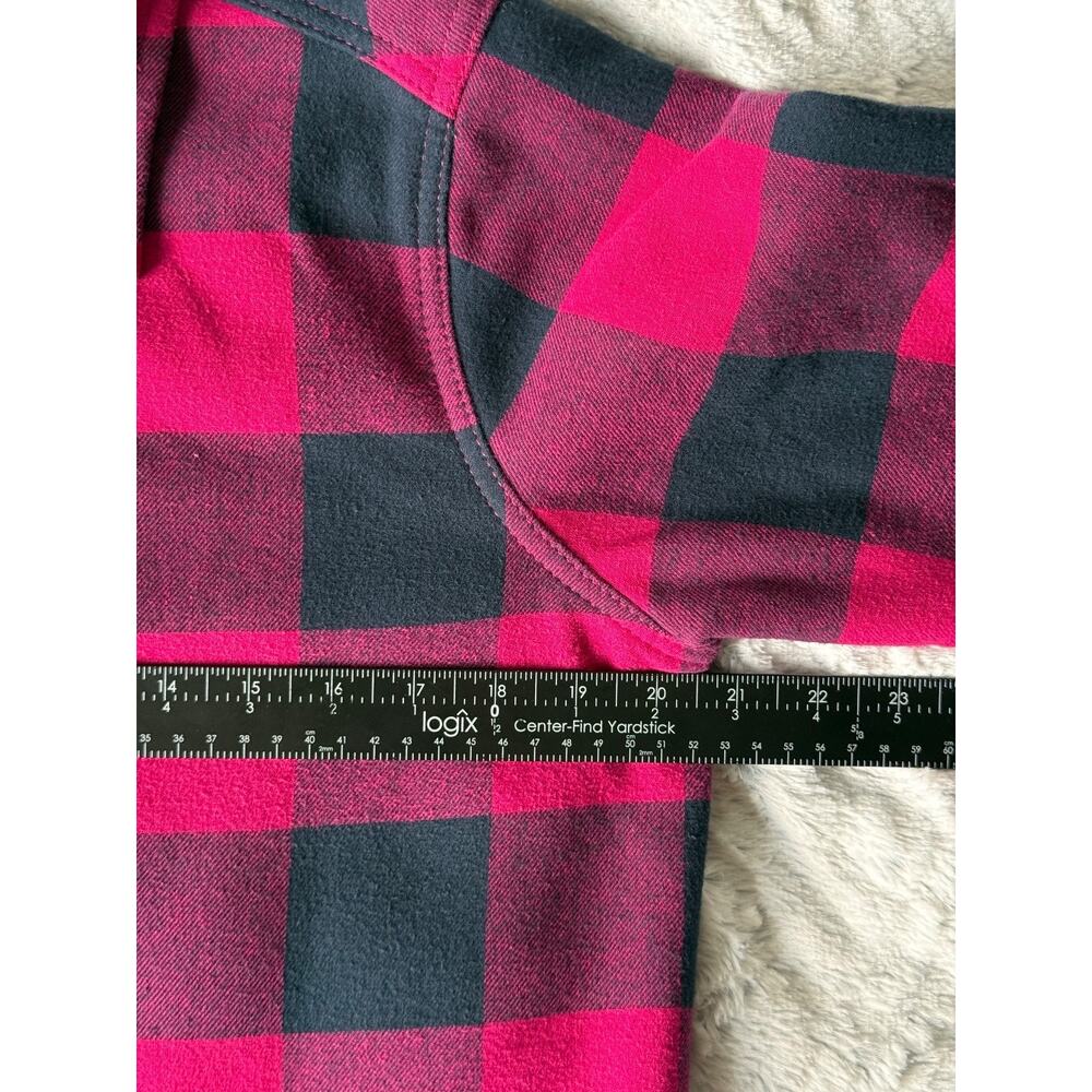 Orvis Women's M Flannel Shacket Pink Navy Buffalo Plaid Fleece Lined Snap - Picture 8 of 9